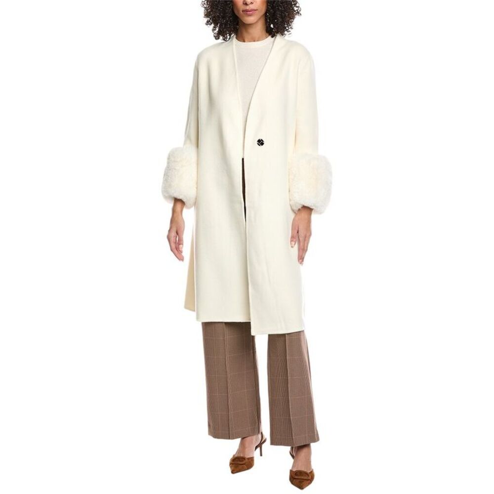 La Fiorentina Womens  Wool Coat, White